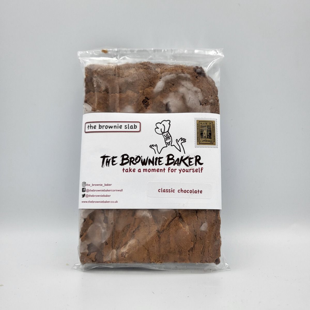 Handmade rich chocolate brownie slab perfect for sharing between 4 people