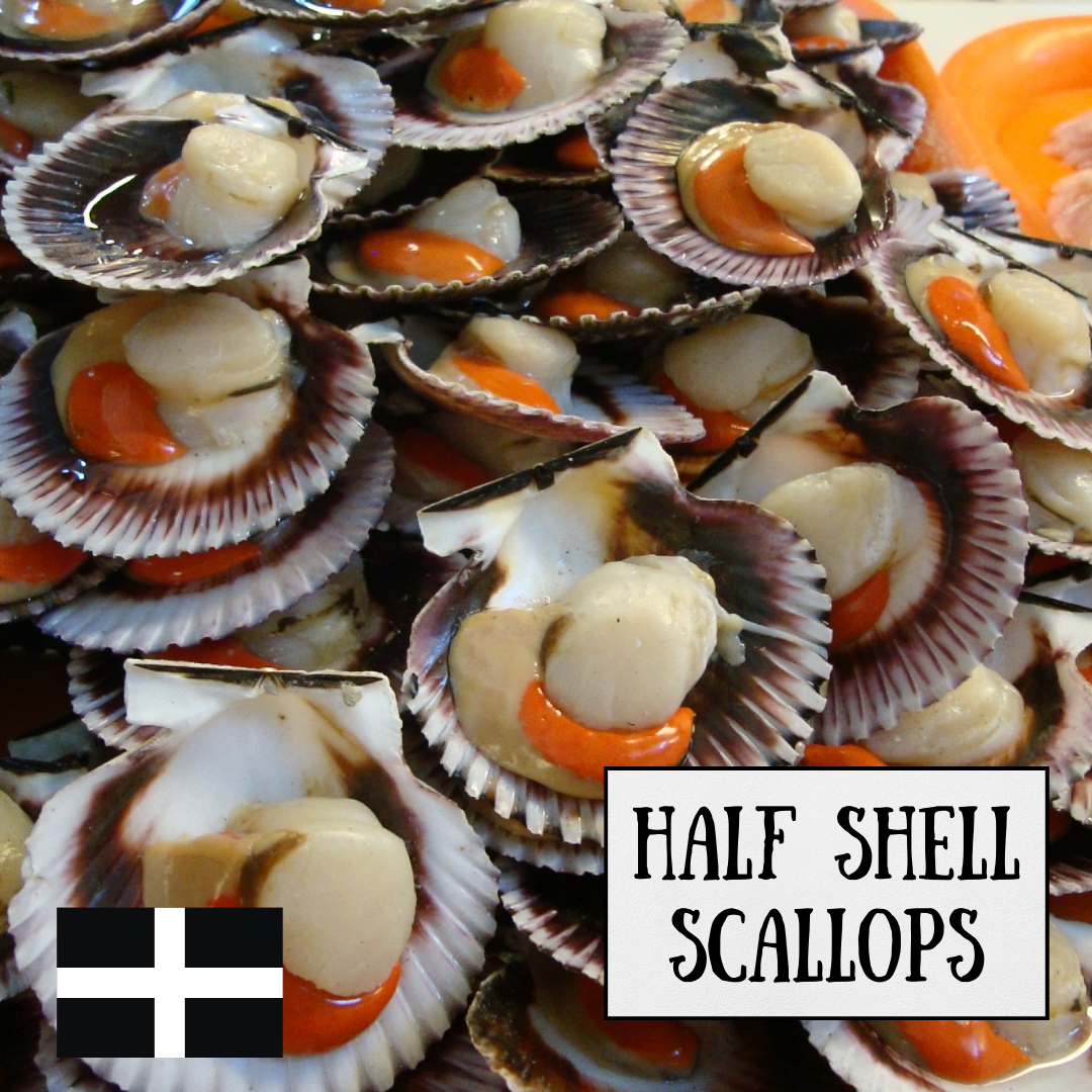 half shell king scallops