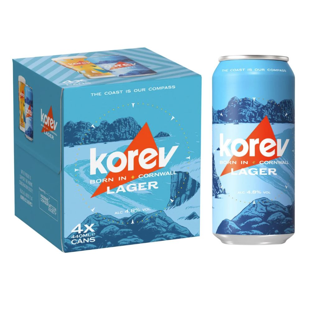 korev lager 440ml can x4