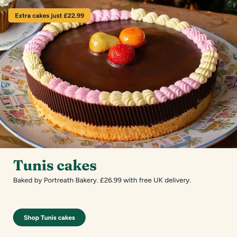 Tunis cakes with free UK delivery, extra cakes just £22.99